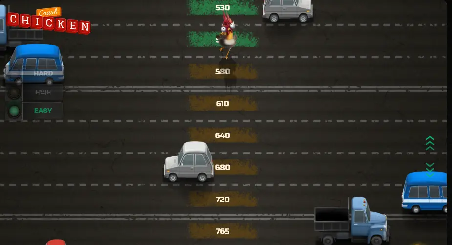 चिकन क्रैश में कैरेक्टर रन चिकन क्रैश में कैरेक्टर रन